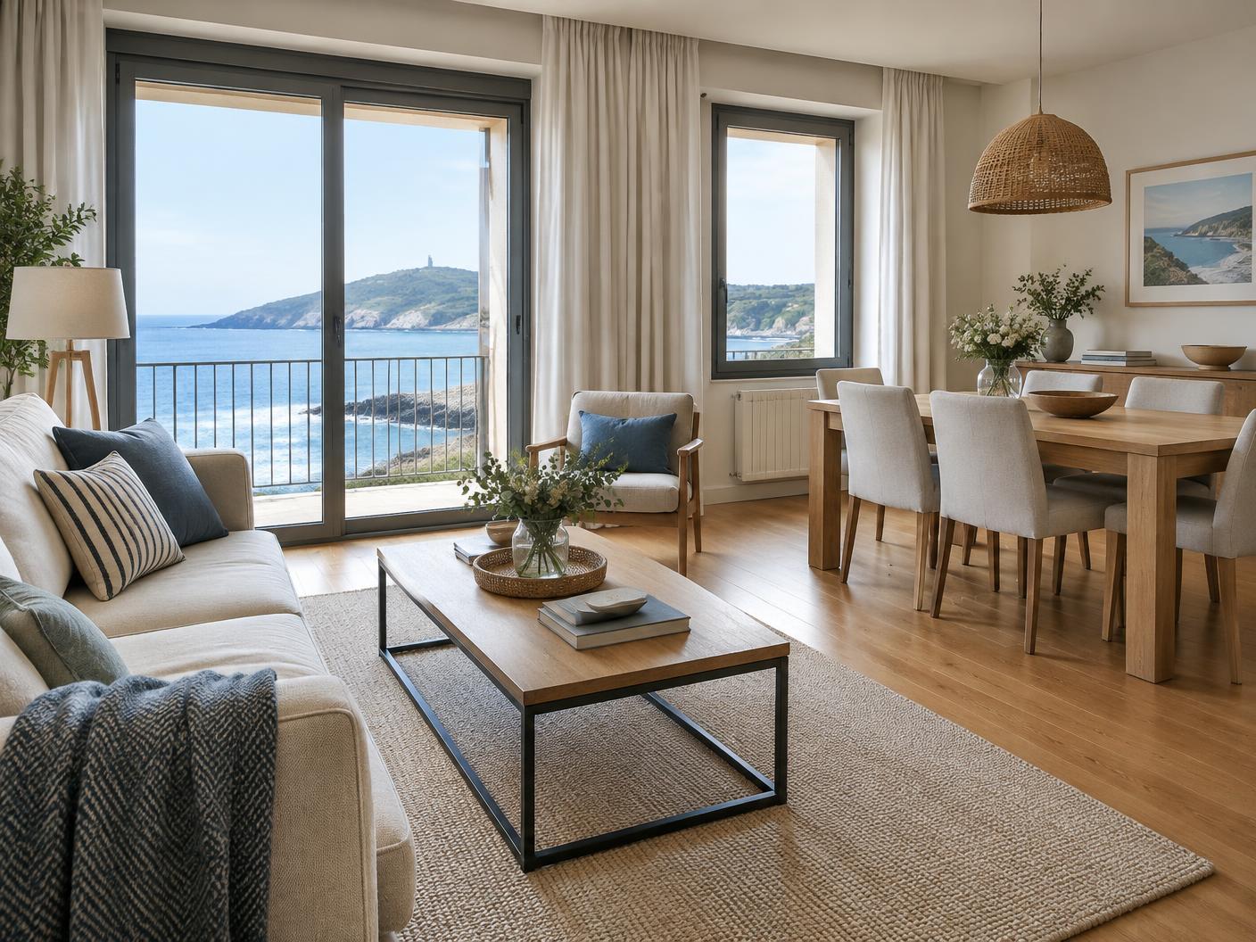 Salón y comedor ilustrativos de un apartamento turístico