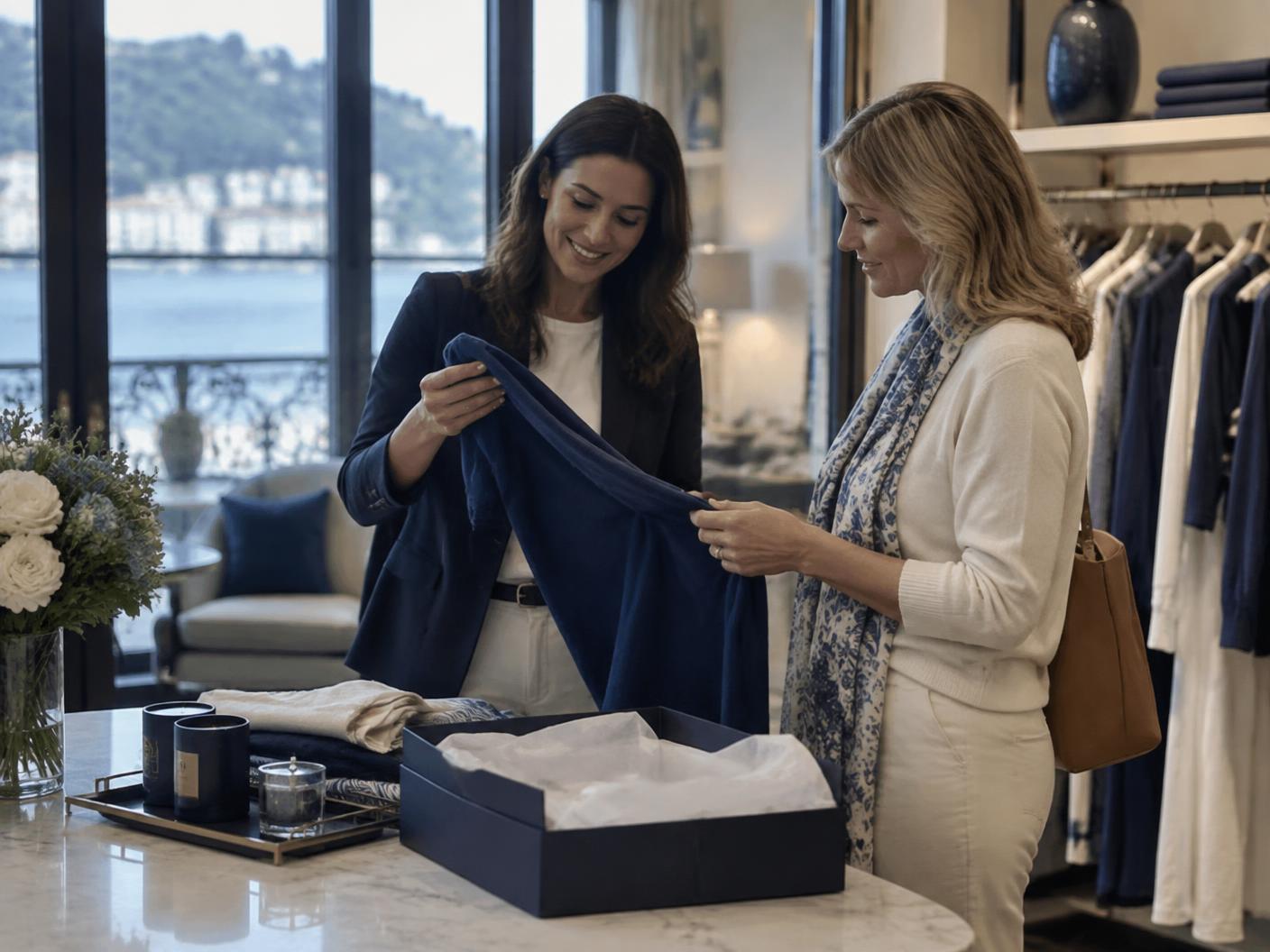 Atención personalizada en una boutique elegante de la costa vasca