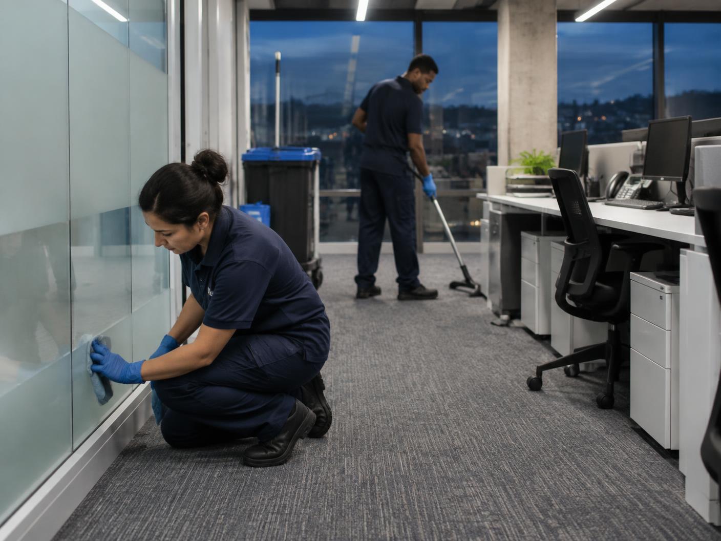 Equipo realizando una puesta a punto intensiva en una oficina existente