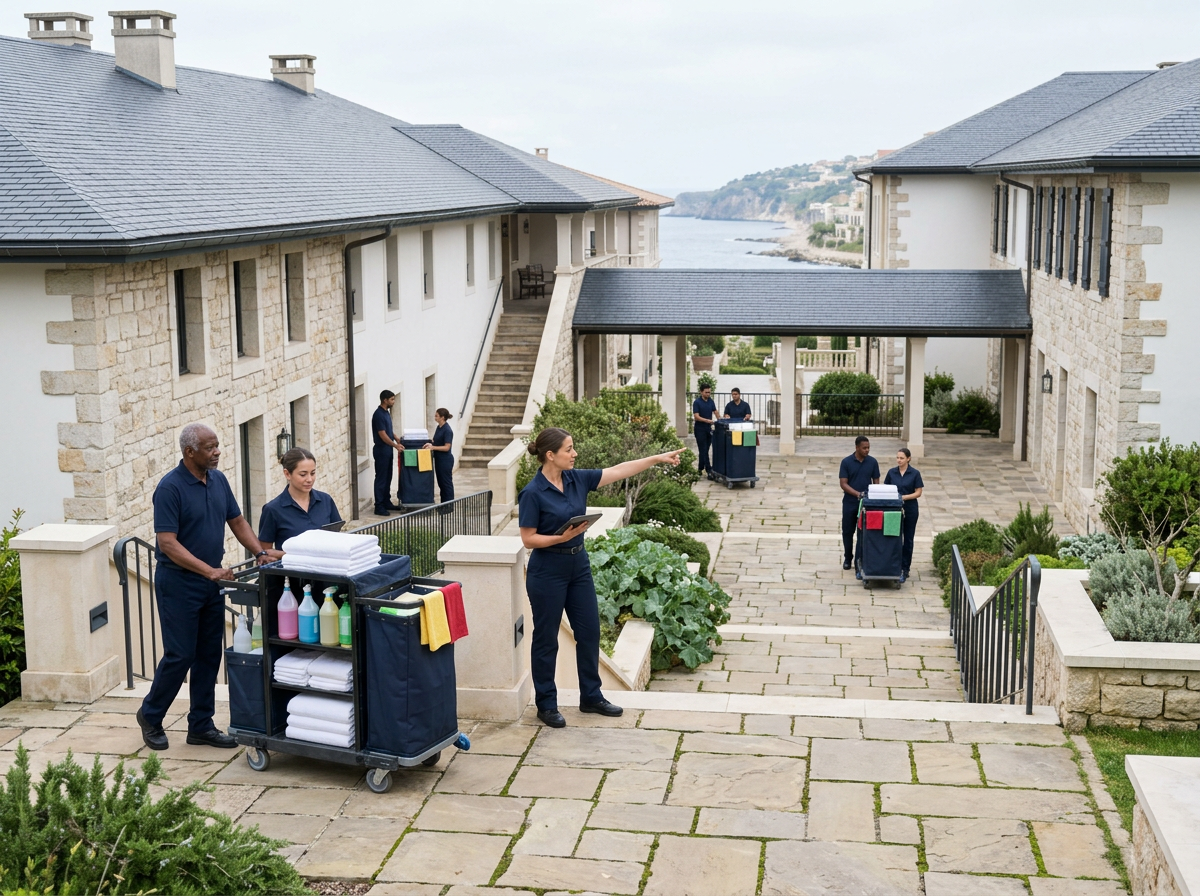 Responsable coordinando la movilidad de equipos de housekeeping