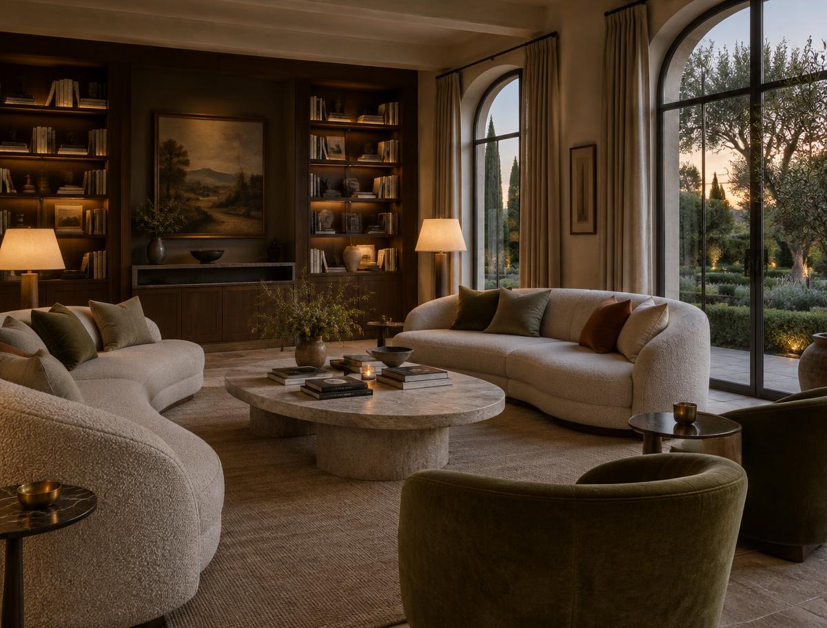 Salón ilustrativo de una villa de lujo en la Côte Basque
